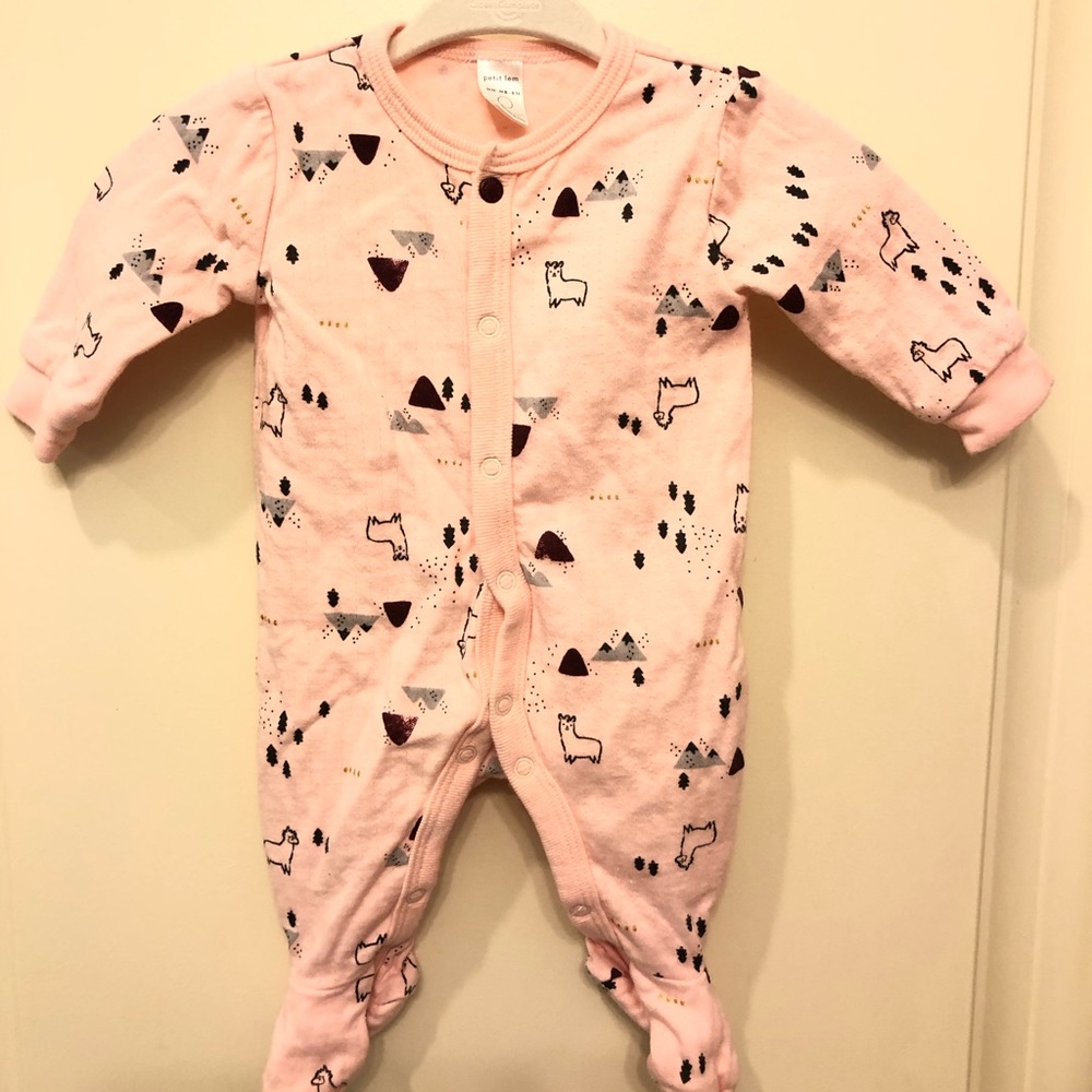 Petite Lem Pink Print Footie Romper